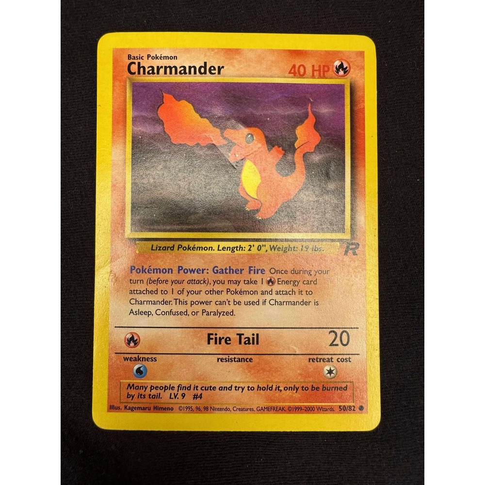 Pokemon Rocket Charmander Card 40 HP Fire Tail LV 9 50/82‎ 2000